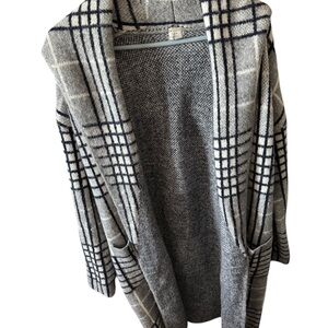 A New Day Gray Knit cardigan gingham pattern
